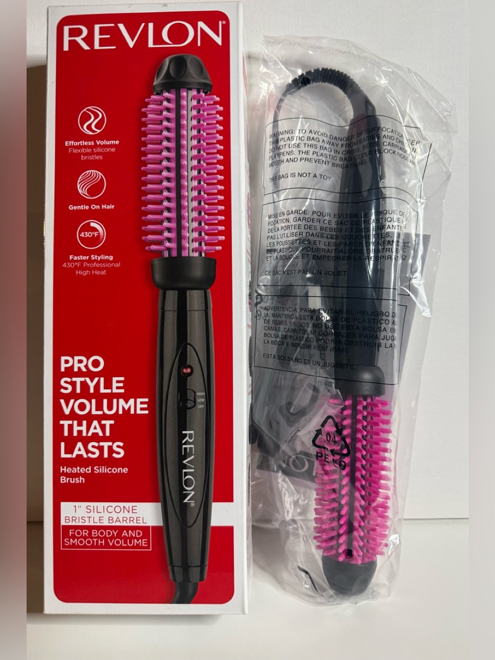 Revlon Pink Heated Silicone Styling Brush - Black Handle